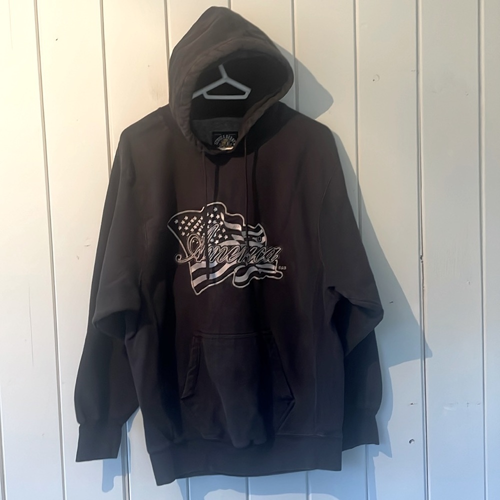 Vintage Steve & Barry’s Hoodie America Flag Size Large Black